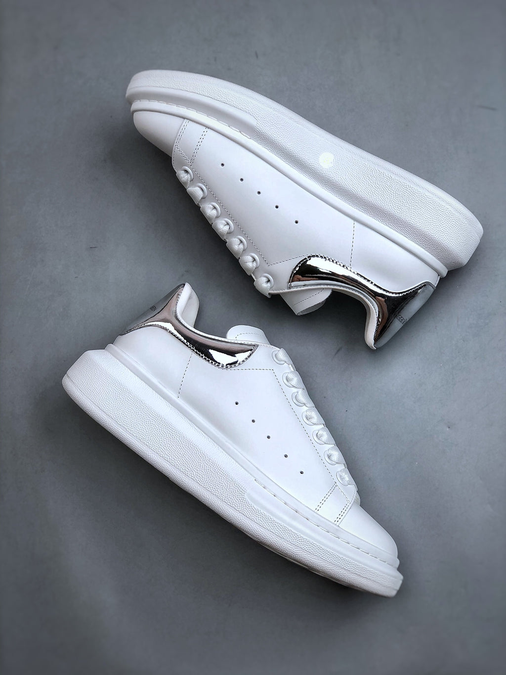 Alexander McQueen Oversized Sneakers - White with Silver Heel