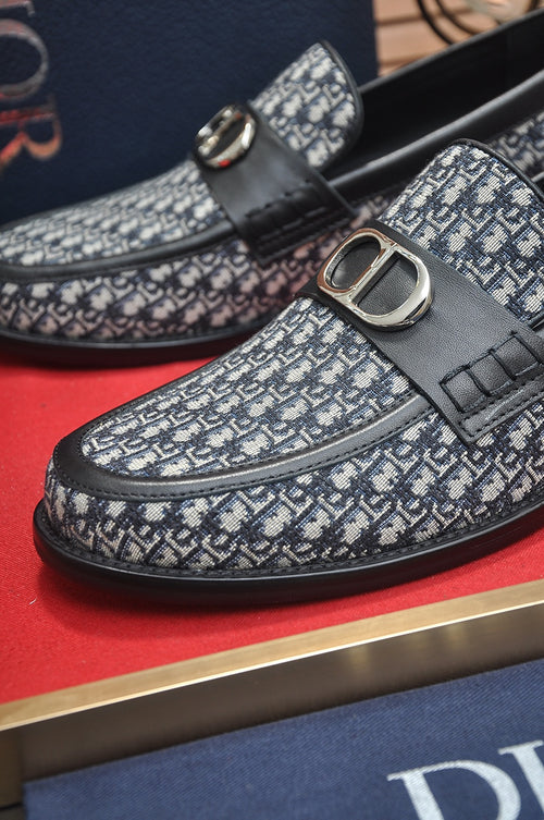 Designer Monogram Loafers - Black & Grey