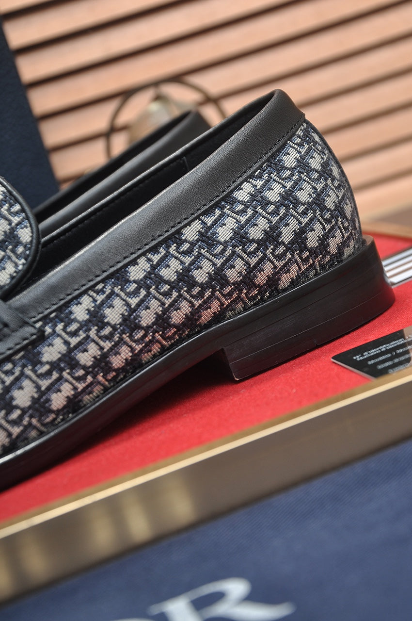 Designer Monogram Loafers - Black & Grey