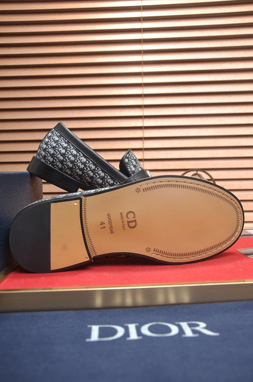 Designer Monogram Loafers - Black & Grey